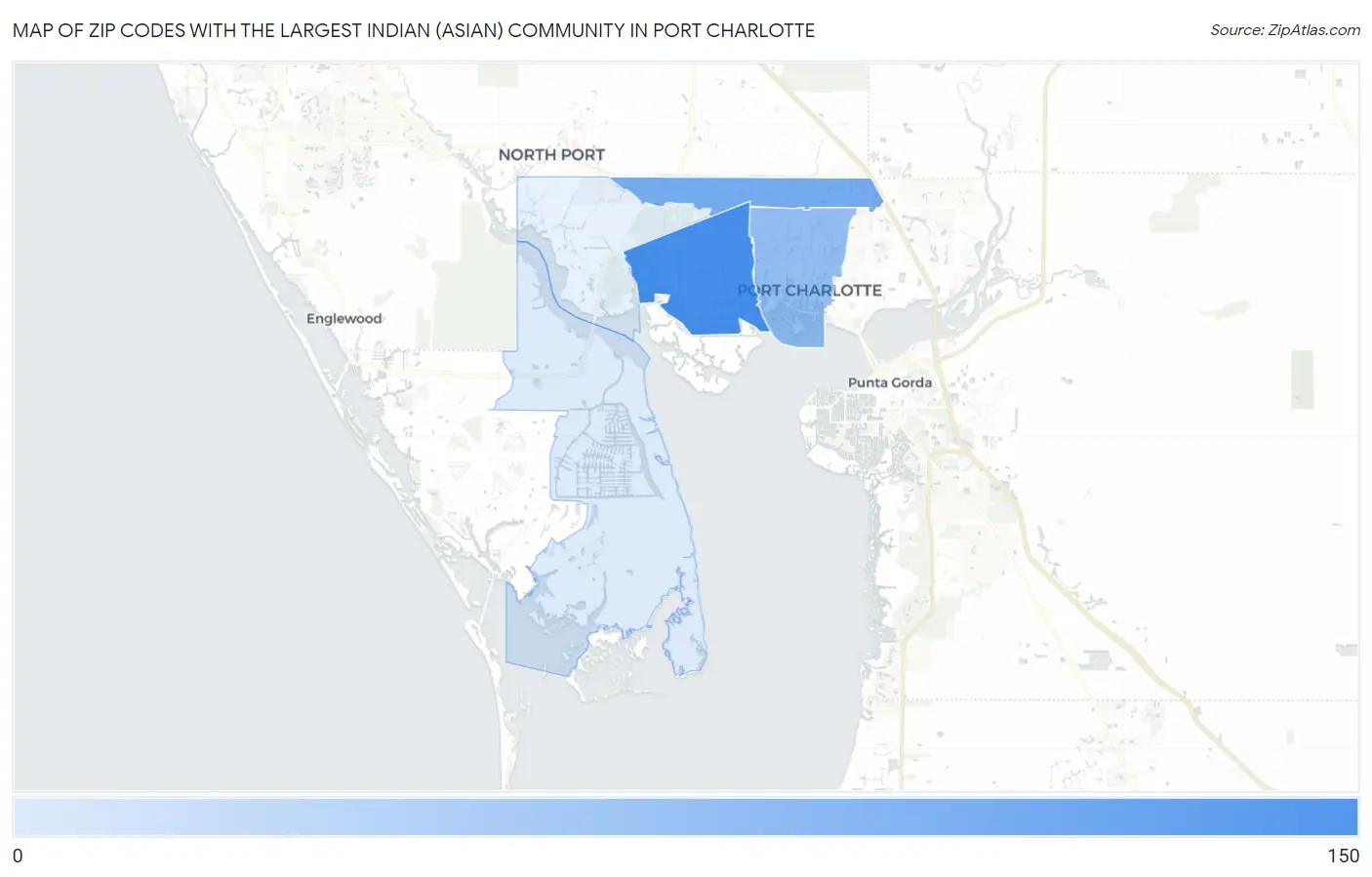 Zip Codes with the Largest Indian (Asian) Community in Port Charlotte Map