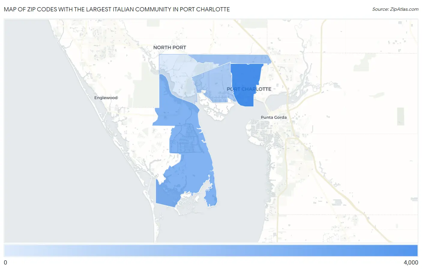 Zip Codes with the Largest Italian Community in Port Charlotte Map
