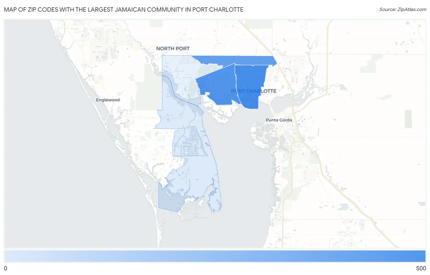Zip Codes with the Largest Jamaican Community in Port Charlotte Map