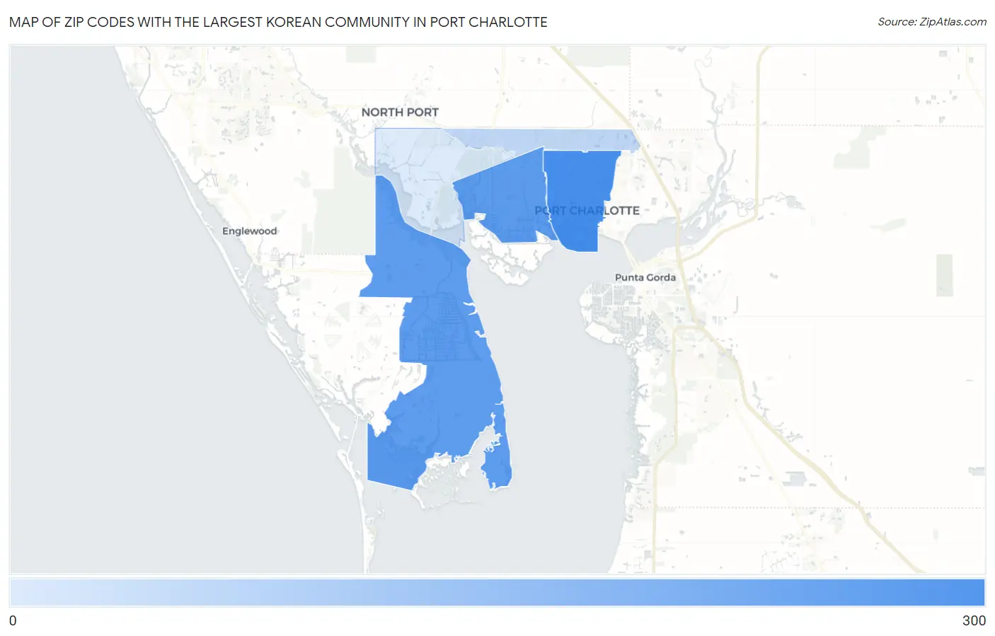Zip Codes with the Largest Korean Community in Port Charlotte Map