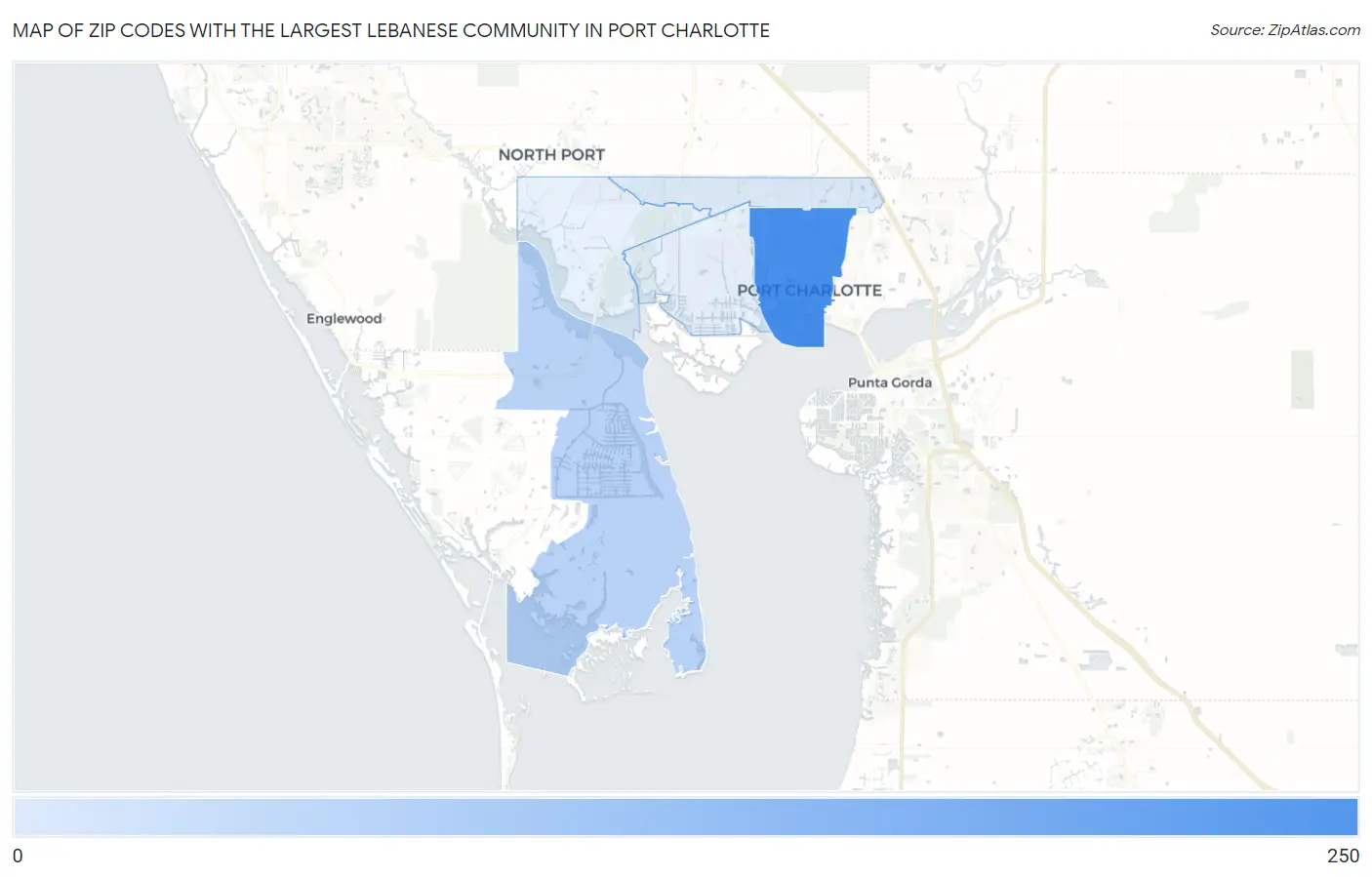 Zip Codes with the Largest Lebanese Community in Port Charlotte Map