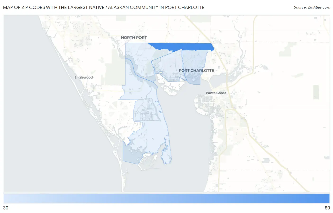 Zip Codes with the Largest Native / Alaskan Community in Port Charlotte Map