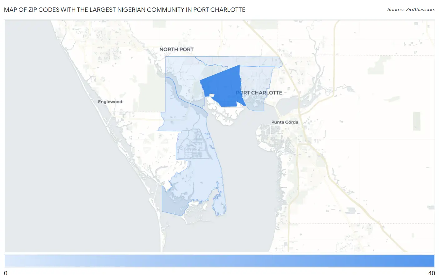 Zip Codes with the Largest Nigerian Community in Port Charlotte Map