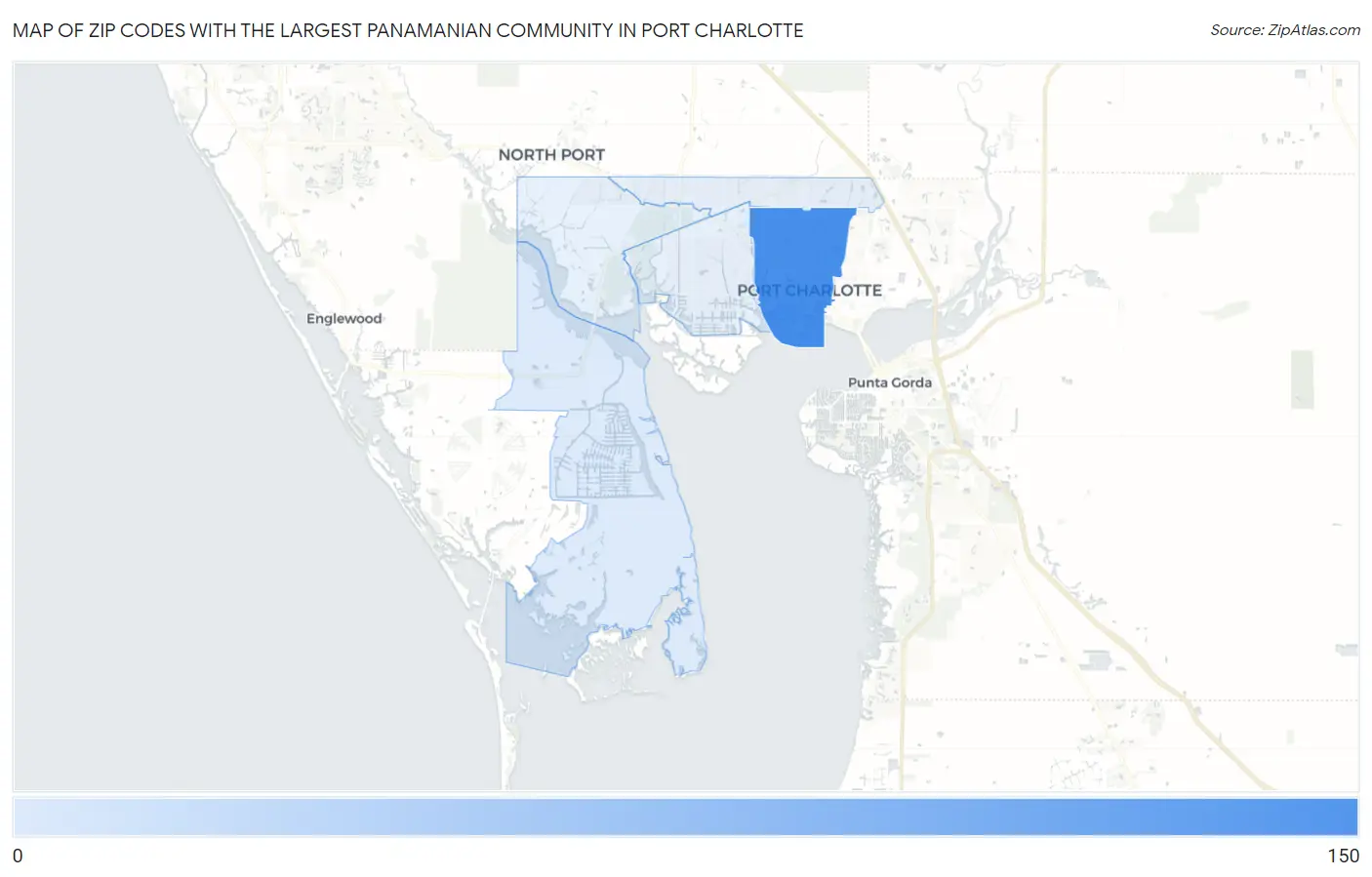 Zip Codes with the Largest Panamanian Community in Port Charlotte Map