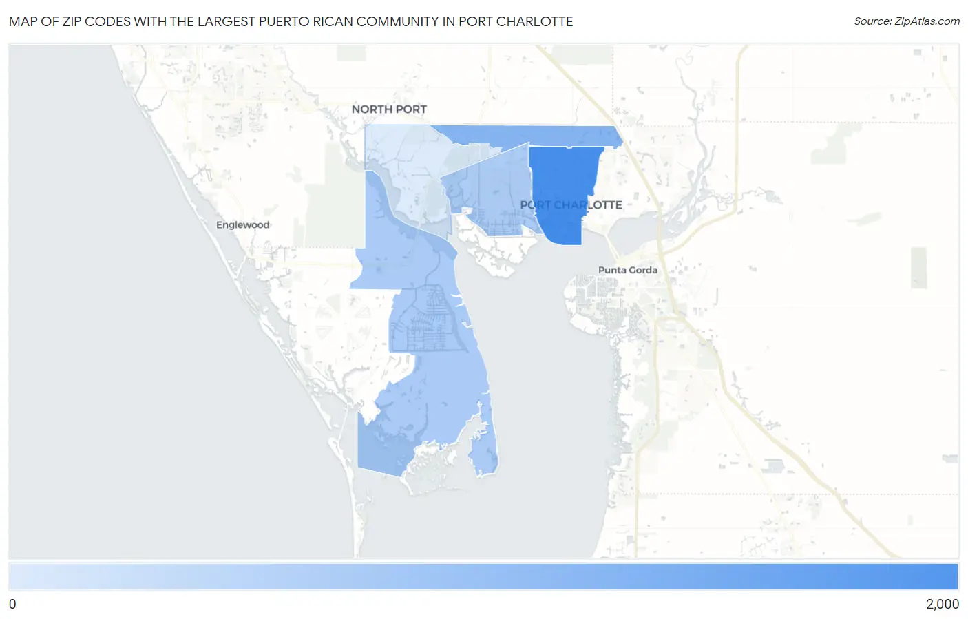 Zip Codes with the Largest Puerto Rican Community in Port Charlotte Map