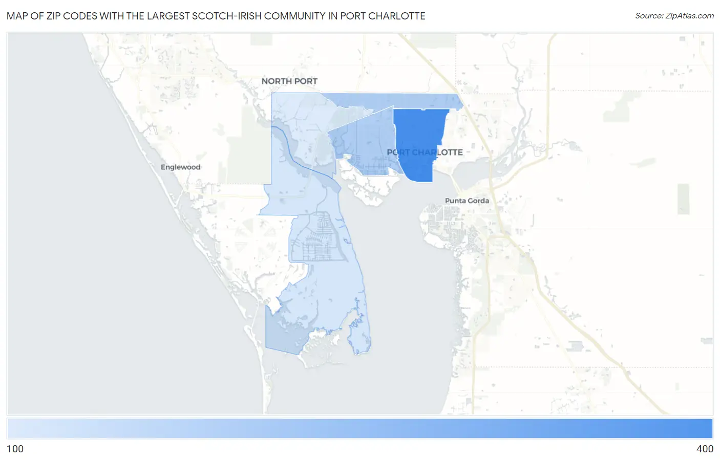 Zip Codes with the Largest Scotch-Irish Community in Port Charlotte Map