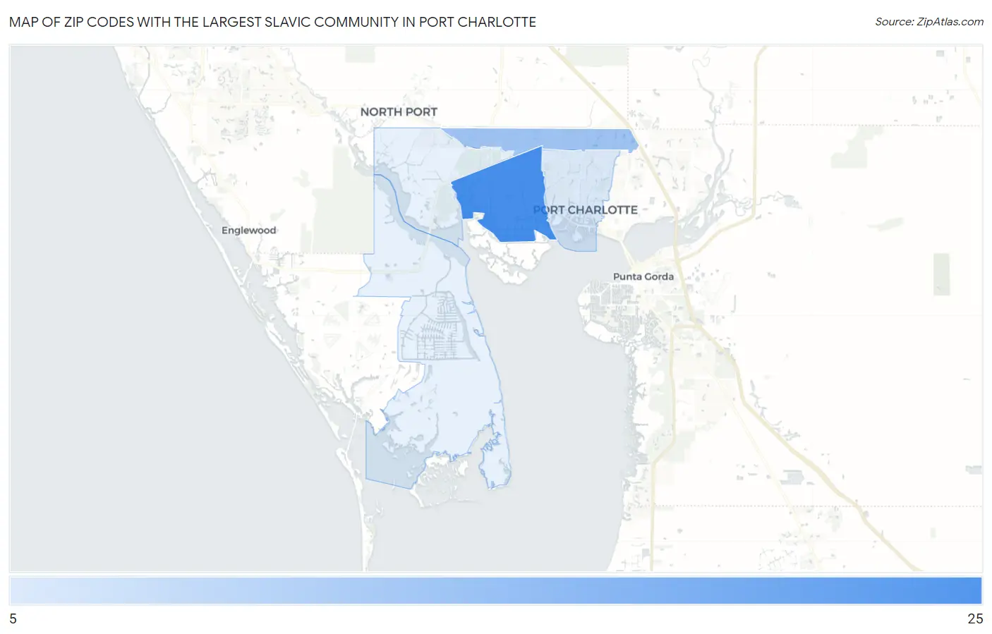 Zip Codes with the Largest Slavic Community in Port Charlotte Map