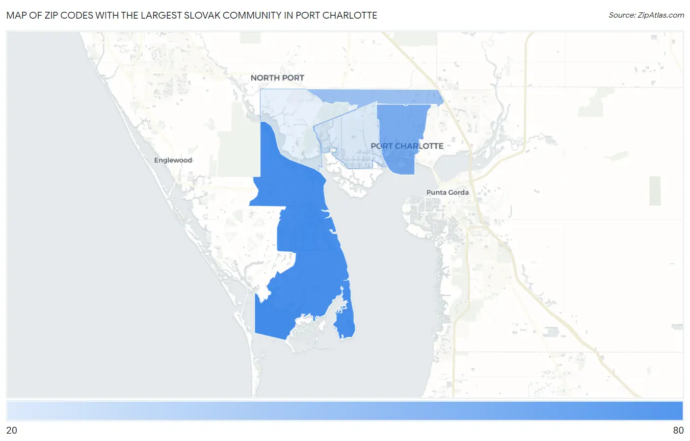 Zip Codes with the Largest Slovak Community in Port Charlotte Map