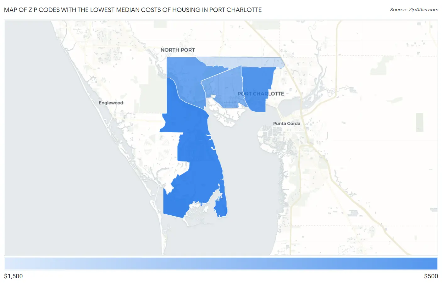 Zip Codes with the Lowest Median Costs of Housing in Port Charlotte Map