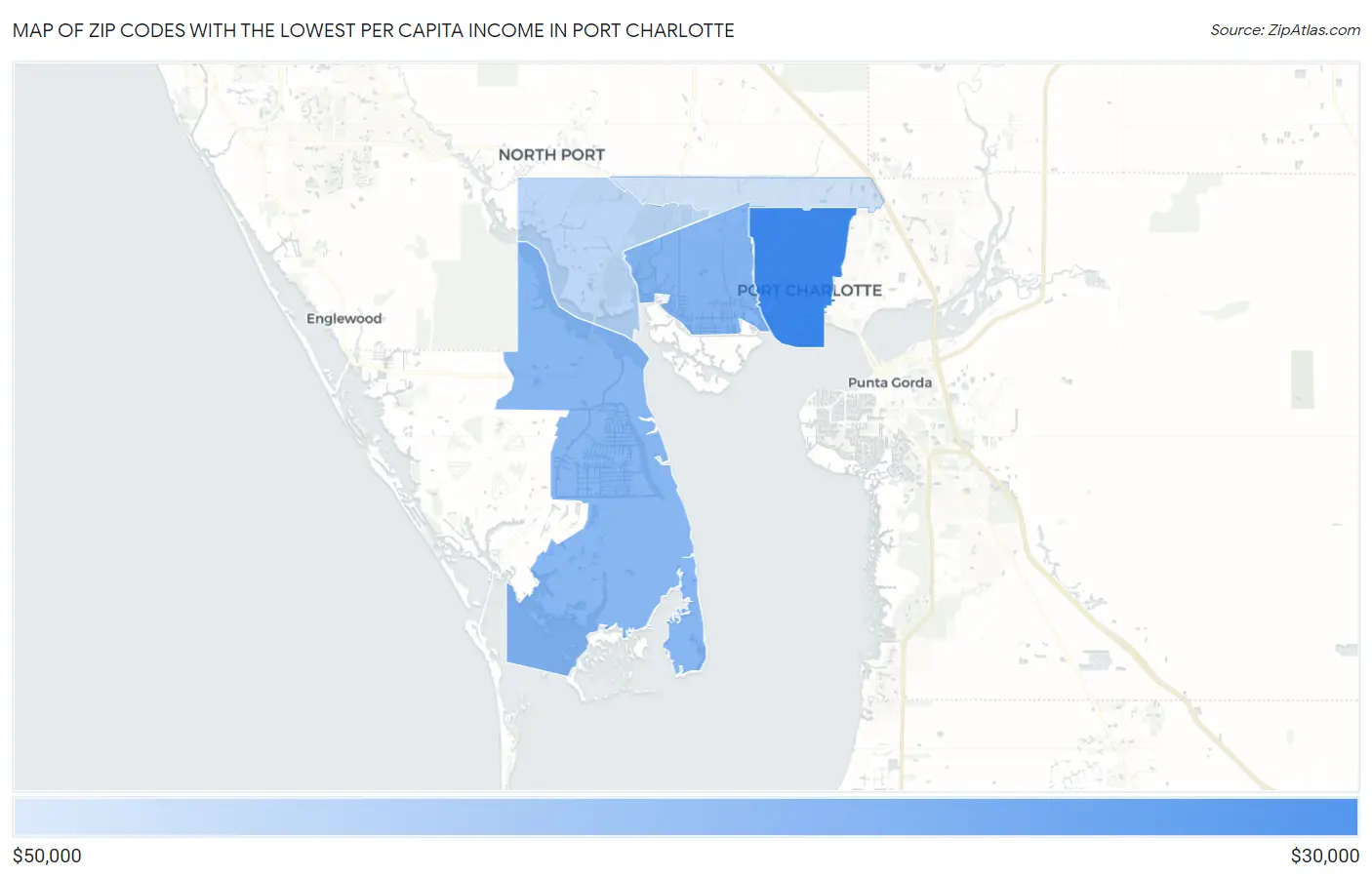Zip Codes with the Lowest Per Capita Income in Port Charlotte Map