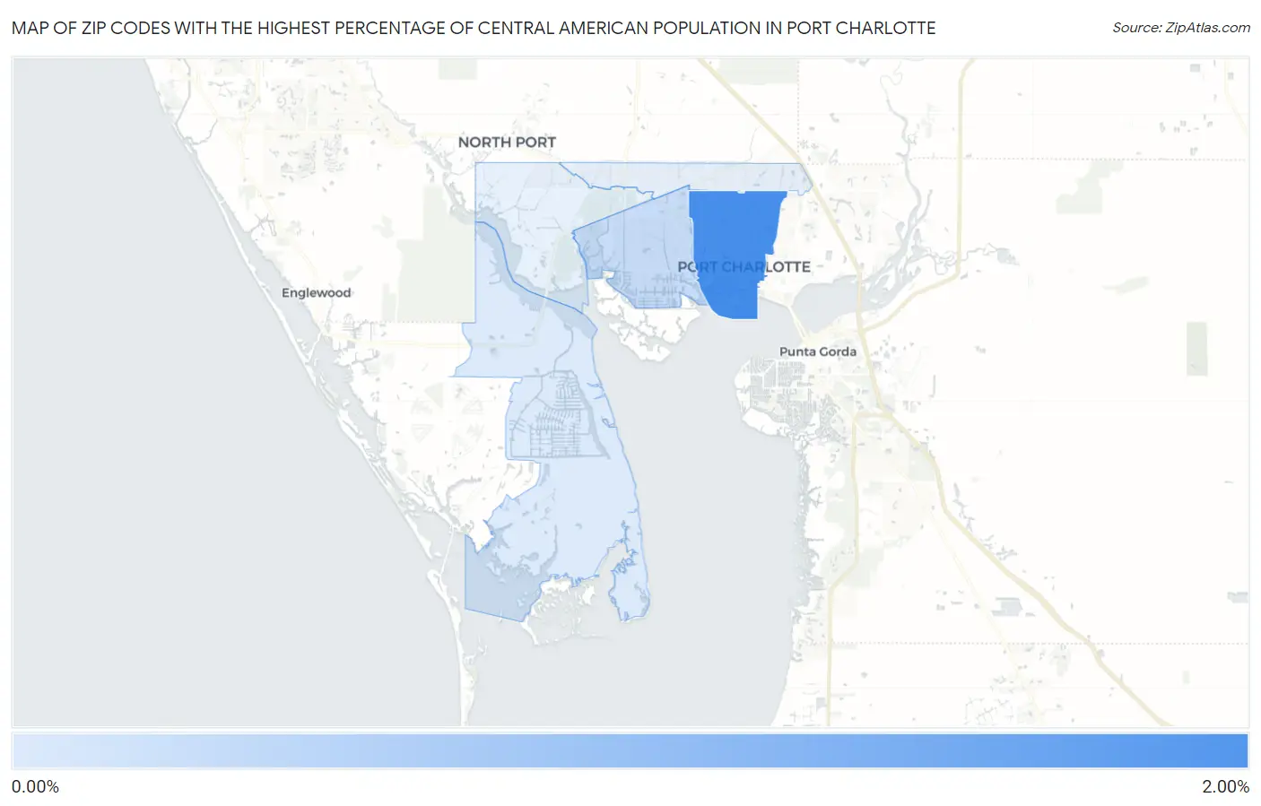 Zip Codes with the Highest Percentage of Central American Population in Port Charlotte Map