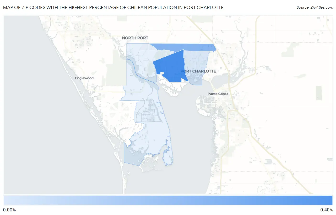 Zip Codes with the Highest Percentage of Chilean Population in Port Charlotte Map