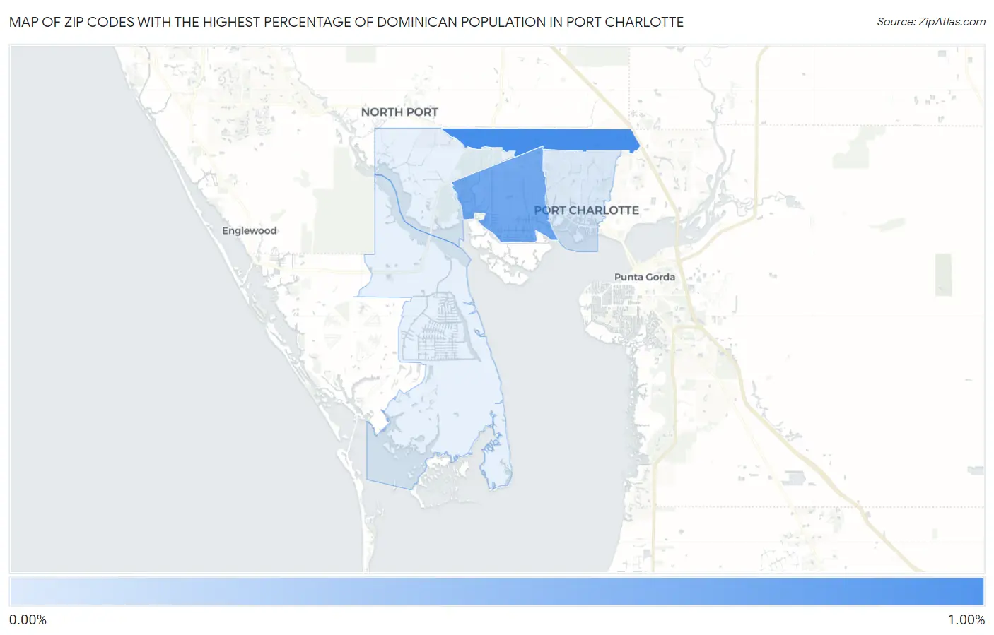 Zip Codes with the Highest Percentage of Dominican Population in Port Charlotte Map