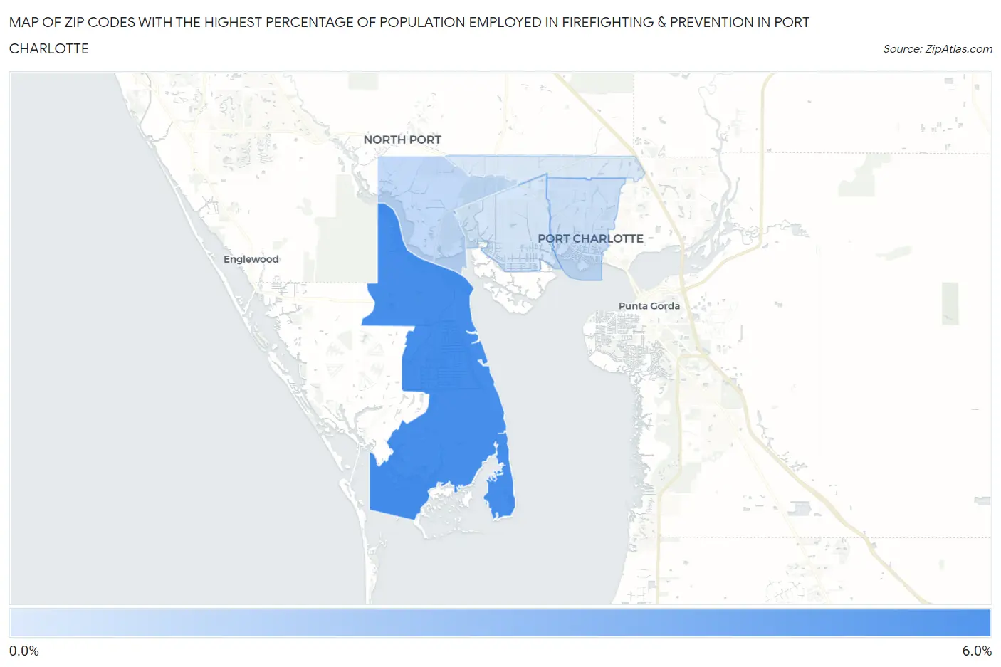 Zip Codes with the Highest Percentage of Population Employed in Firefighting & Prevention in Port Charlotte Map
