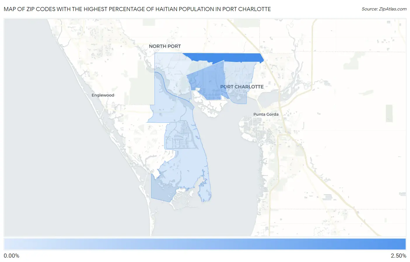 Zip Codes with the Highest Percentage of Haitian Population in Port Charlotte Map