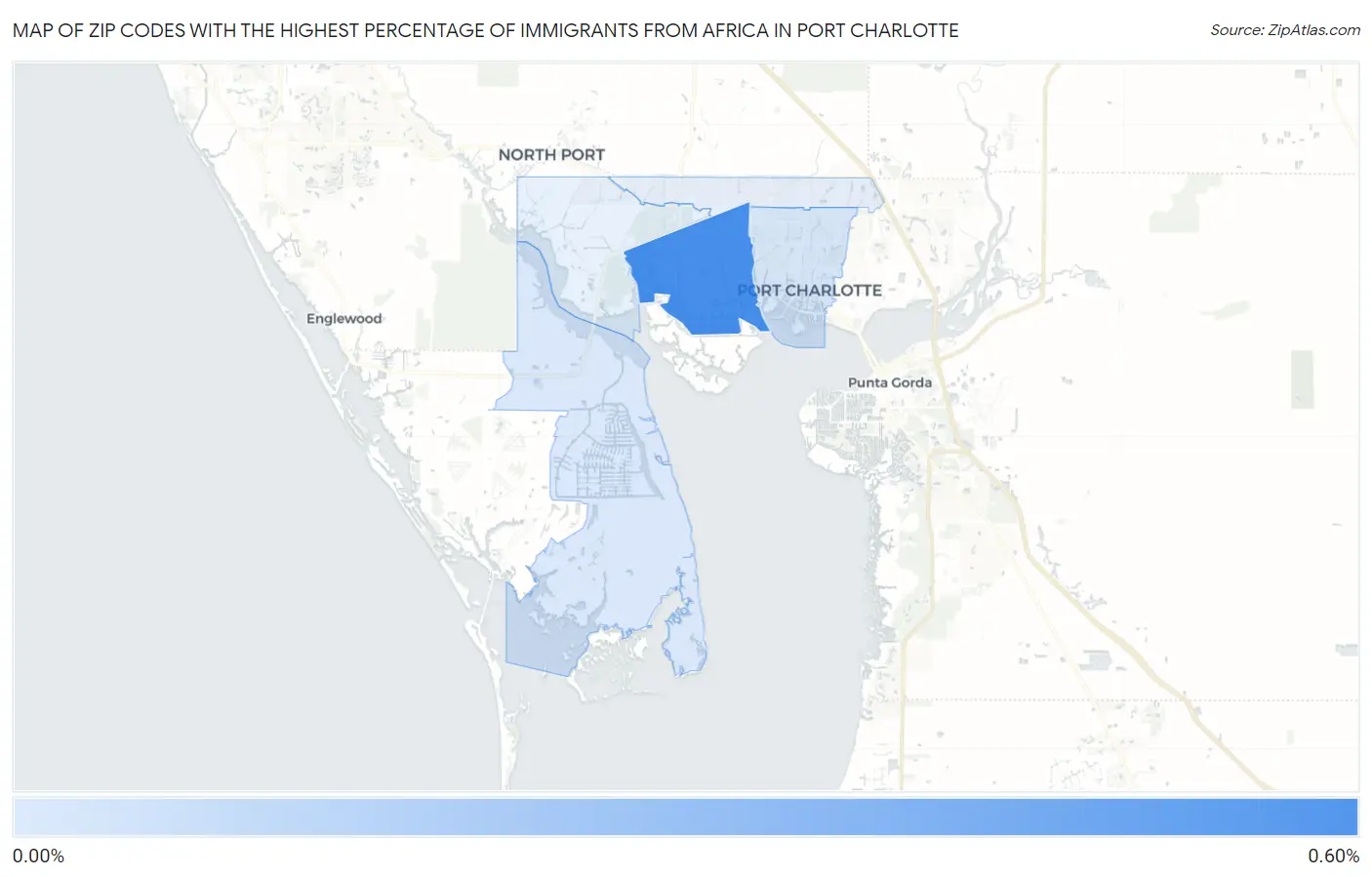 Zip Codes with the Highest Percentage of Immigrants from Africa in Port Charlotte Map