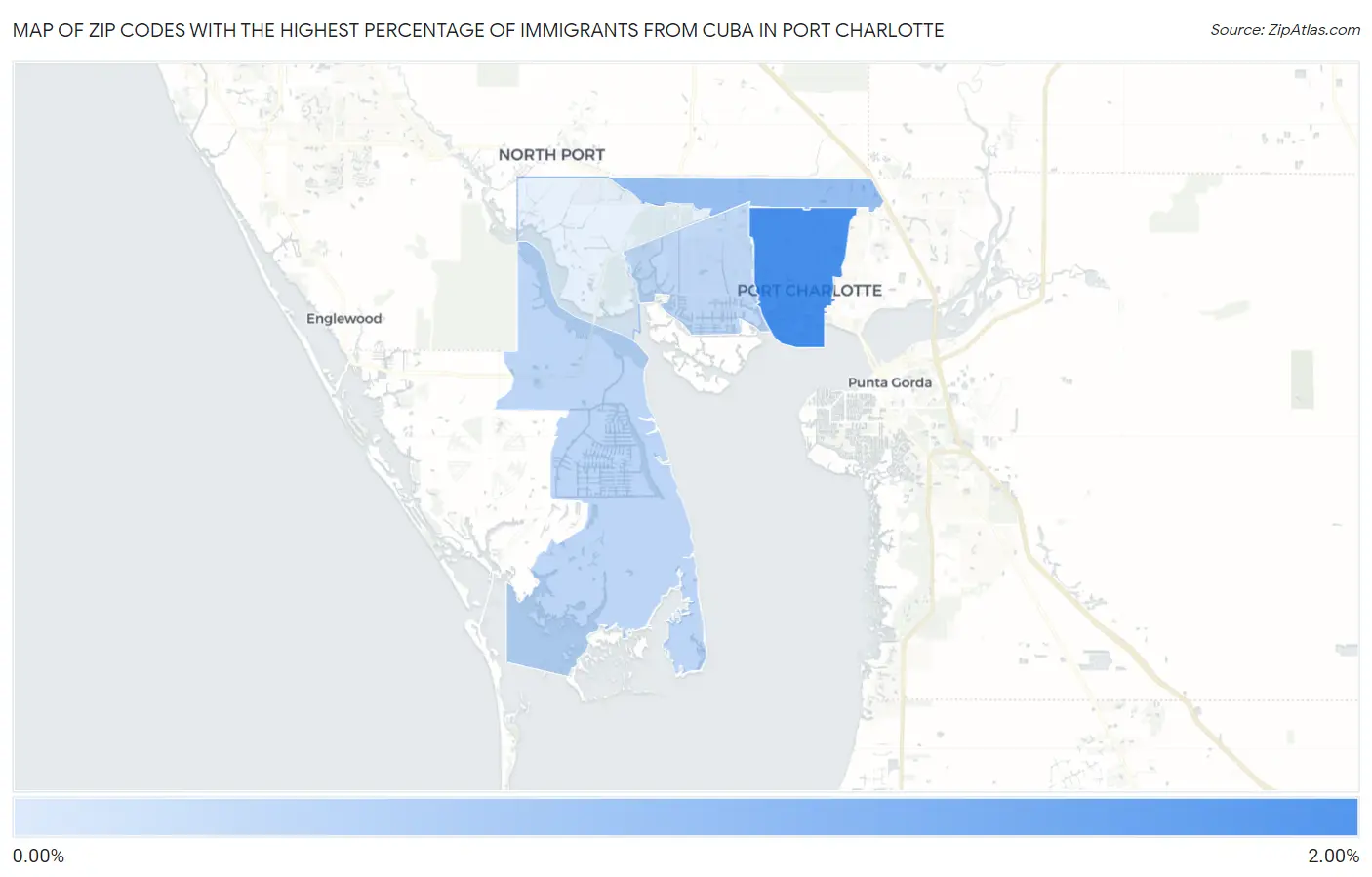 Zip Codes with the Highest Percentage of Immigrants from Cuba in Port Charlotte Map