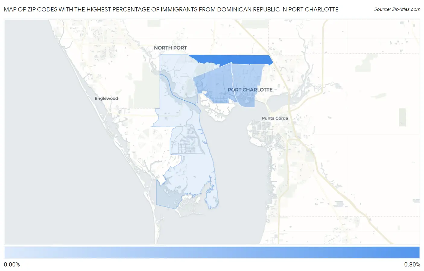 Zip Codes with the Highest Percentage of Immigrants from Dominican Republic in Port Charlotte Map