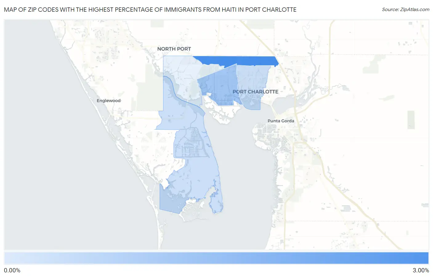 Zip Codes with the Highest Percentage of Immigrants from Haiti in Port Charlotte Map