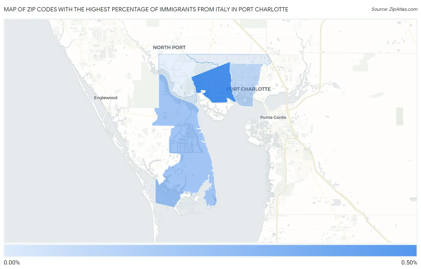 Zip Codes with the Highest Percentage of Immigrants from Italy in Port Charlotte Map