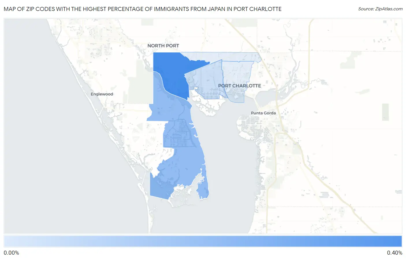 Zip Codes with the Highest Percentage of Immigrants from Japan in Port Charlotte Map