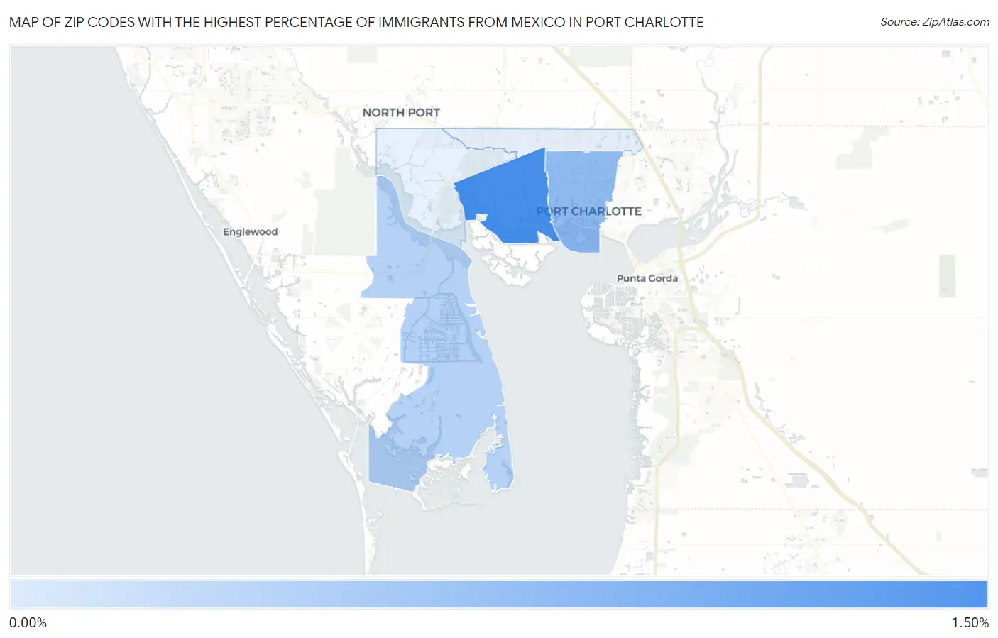 Zip Codes with the Highest Percentage of Immigrants from Mexico in Port Charlotte Map
