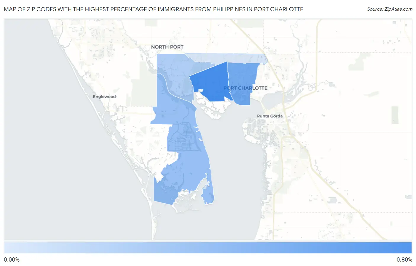 Zip Codes with the Highest Percentage of Immigrants from Philippines in Port Charlotte Map