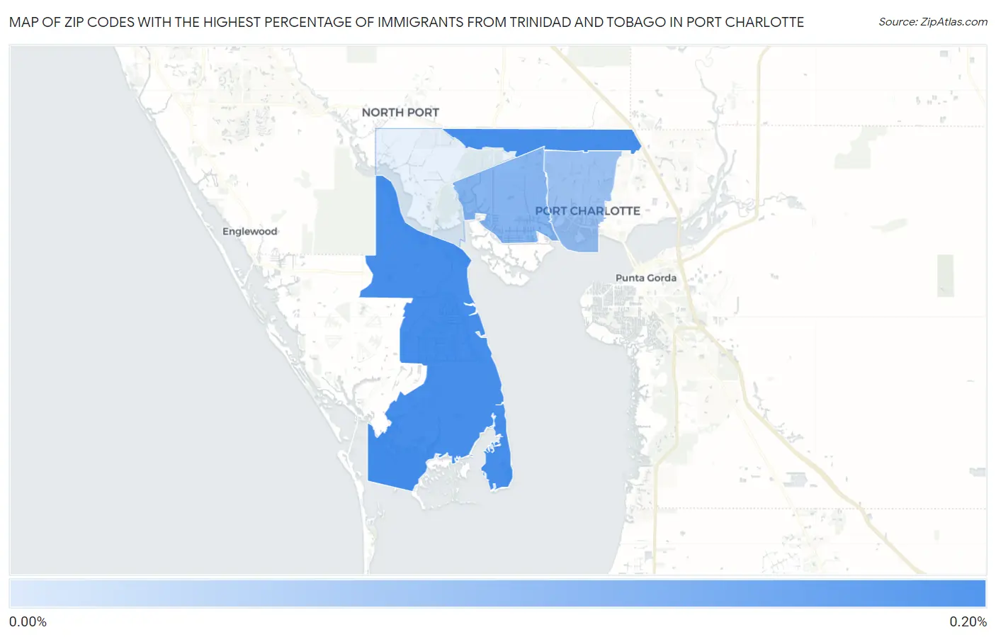 Zip Codes with the Highest Percentage of Immigrants from Trinidad and Tobago in Port Charlotte Map