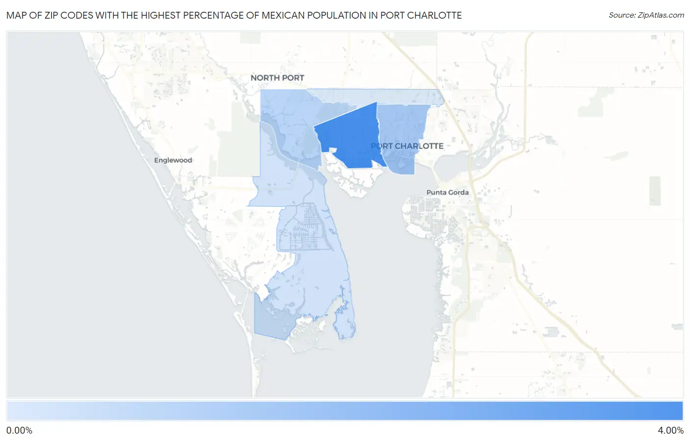 Zip Codes with the Highest Percentage of Mexican Population in Port Charlotte Map