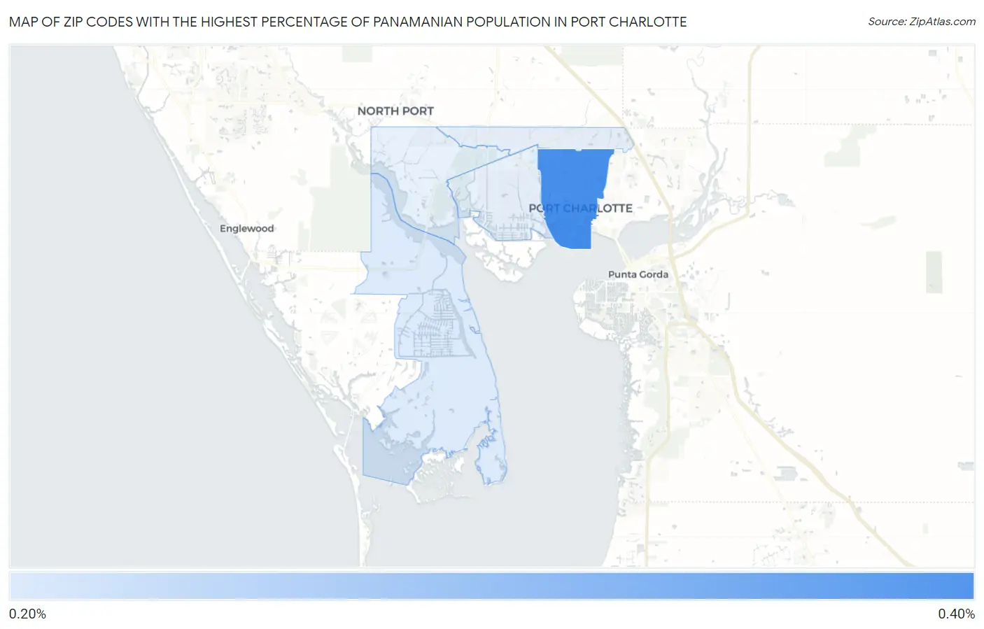 Zip Codes with the Highest Percentage of Panamanian Population in Port Charlotte Map