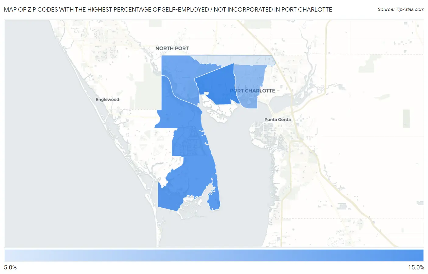 Zip Codes with the Highest Percentage of Self-Employed / Not Incorporated in Port Charlotte Map