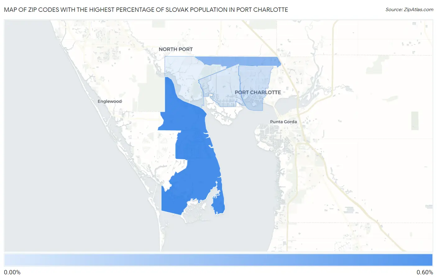 Zip Codes with the Highest Percentage of Slovak Population in Port Charlotte Map
