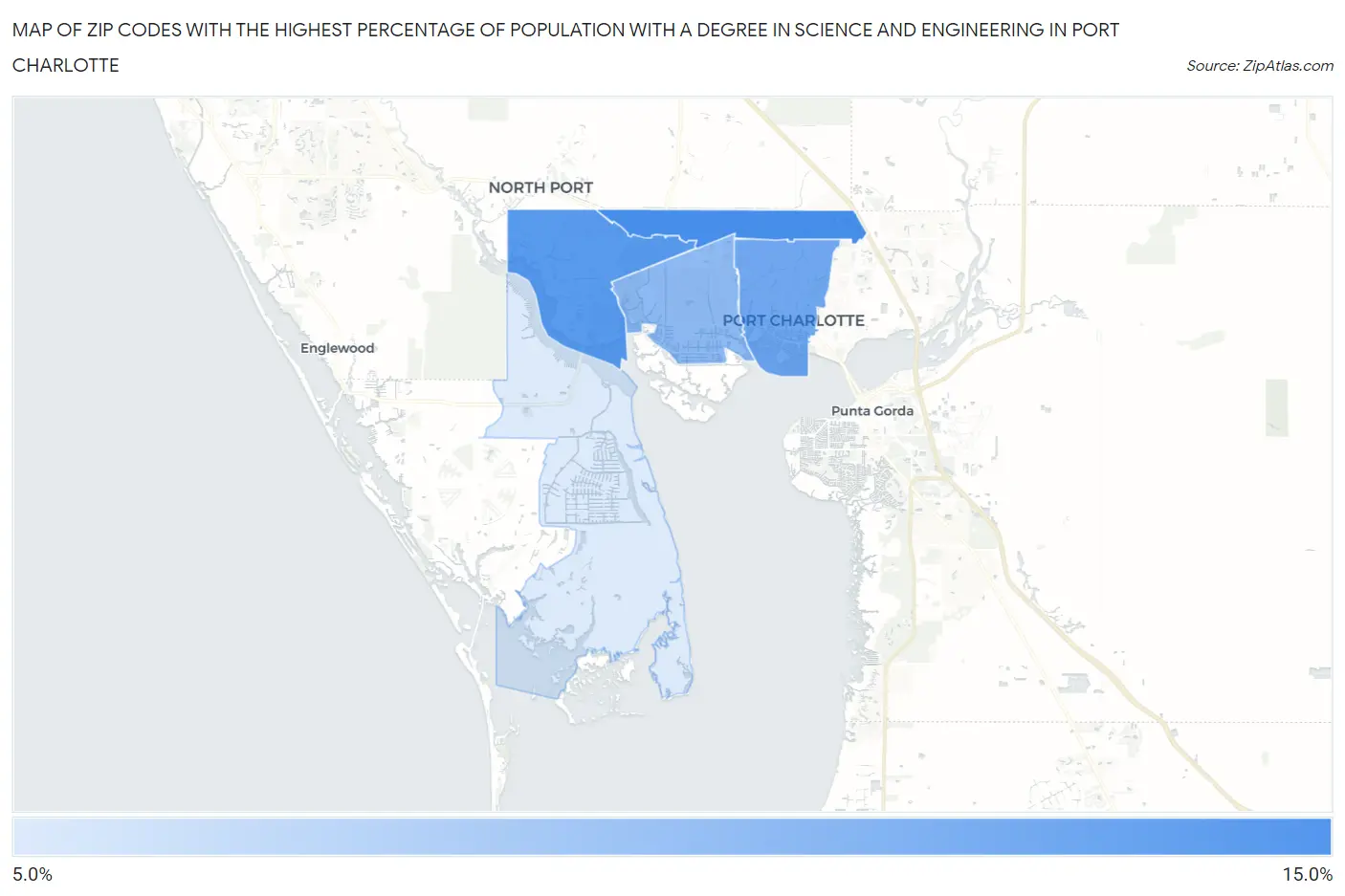 Zip Codes with the Highest Percentage of Population with a Degree in Science and Engineering in Port Charlotte Map