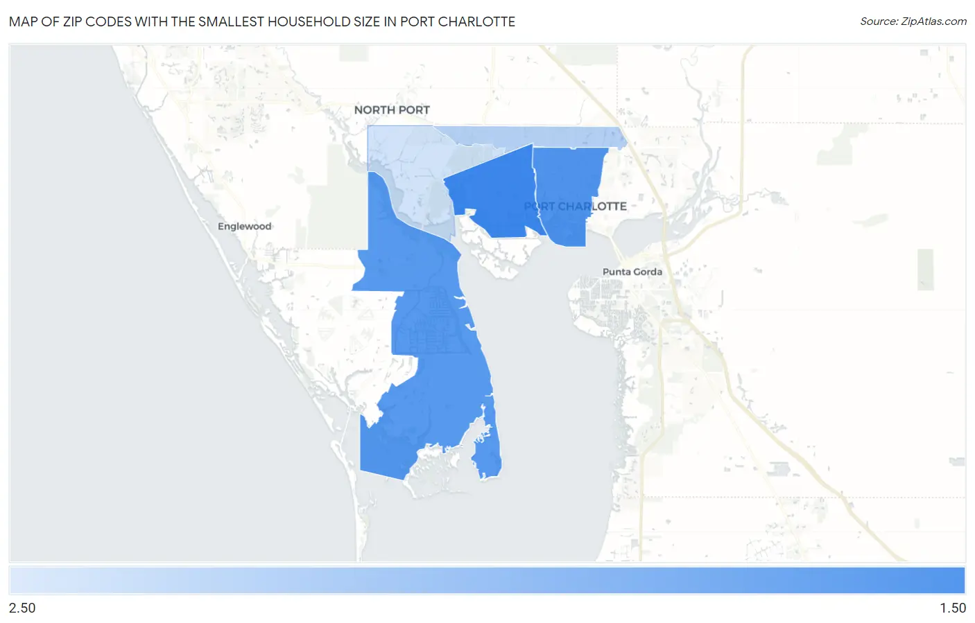 Zip Codes with the Smallest Household Size in Port Charlotte Map