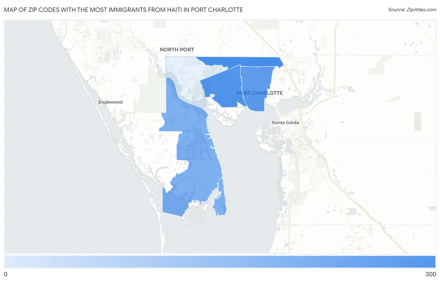 Zip Codes with the Most Immigrants from Haiti in Port Charlotte Map