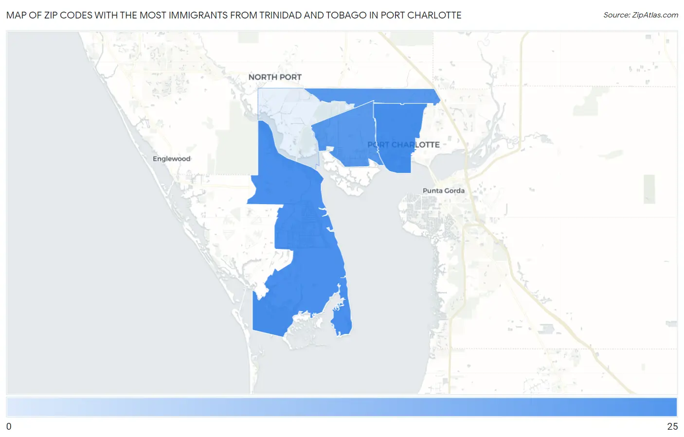 Zip Codes with the Most Immigrants from Trinidad and Tobago in Port Charlotte Map