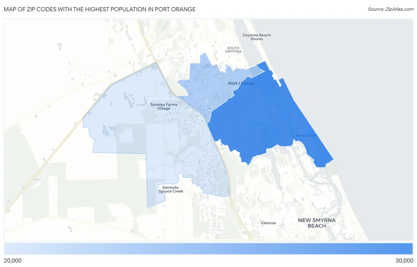 Zip Codes with the Highest Population in Port Orange Map