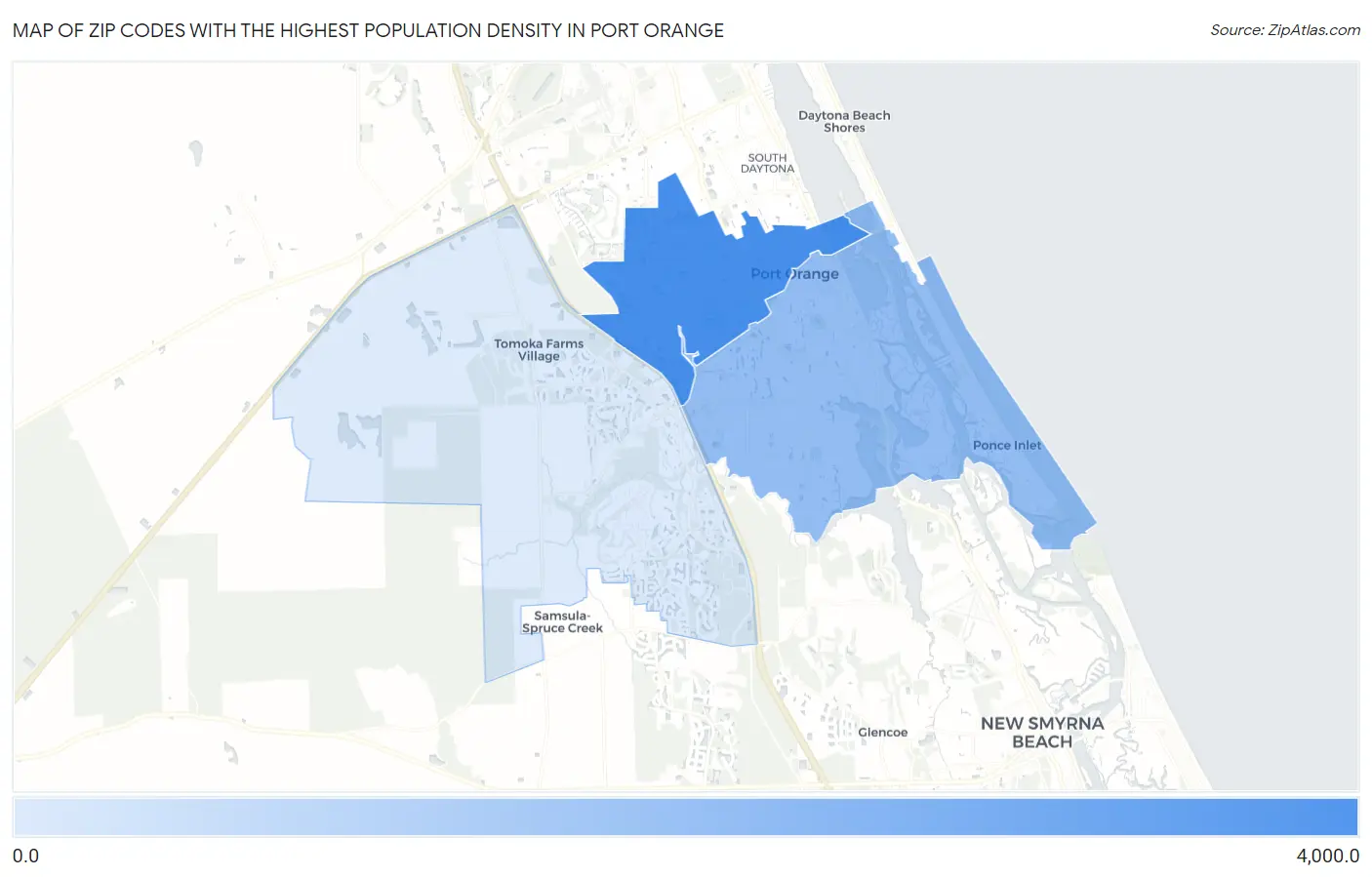 Zip Codes with the Highest Population Density in Port Orange Map