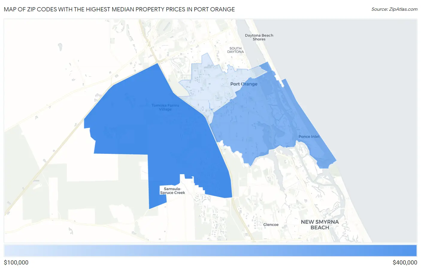 Zip Codes with the Highest Median Property Prices in Port Orange Map