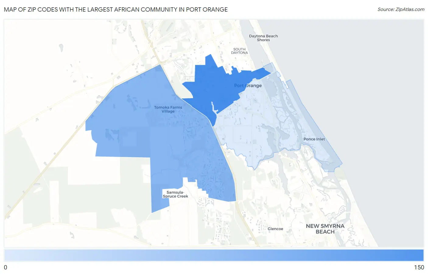 Zip Codes with the Largest African Community in Port Orange Map