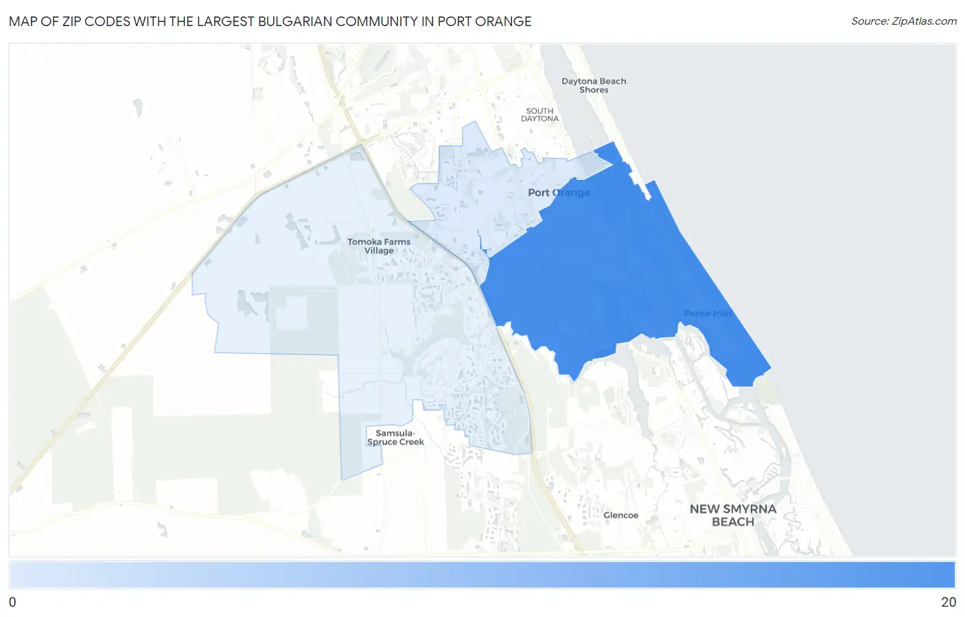 Zip Codes with the Largest Bulgarian Community in Port Orange Map