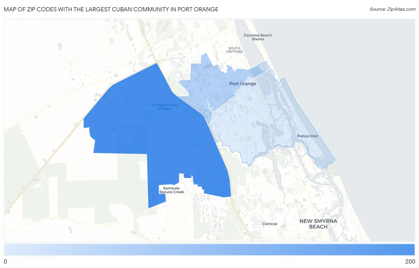 Zip Codes with the Largest Cuban Community in Port Orange Map