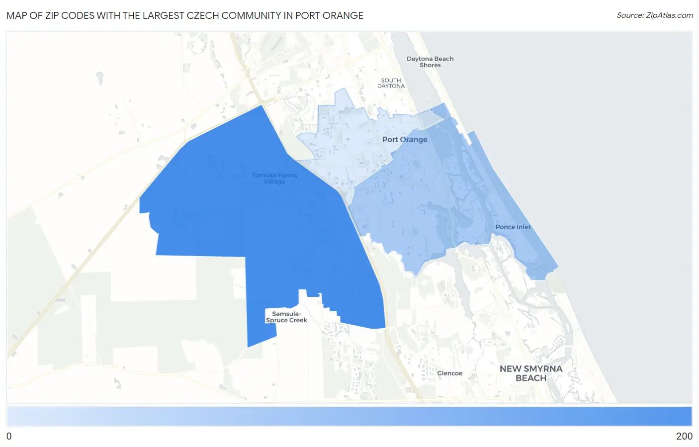 Zip Codes with the Largest Czech Community in Port Orange Map