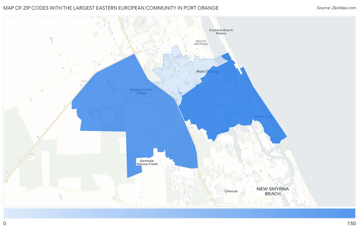 Zip Codes with the Largest Eastern European Community in Port Orange Map