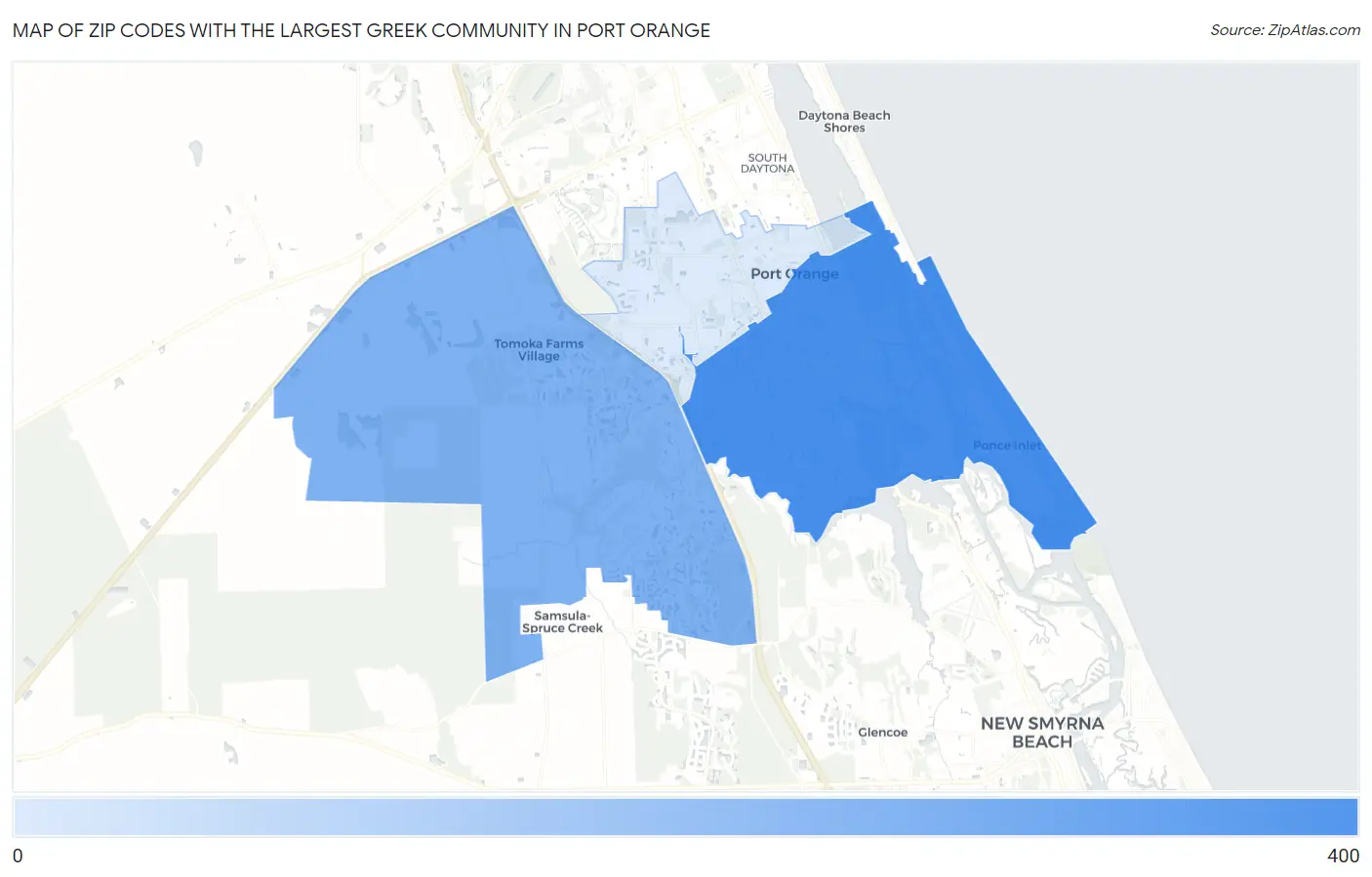 Zip Codes with the Largest Greek Community in Port Orange Map
