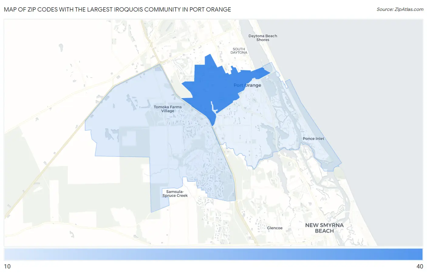 Zip Codes with the Largest Iroquois Community in Port Orange Map