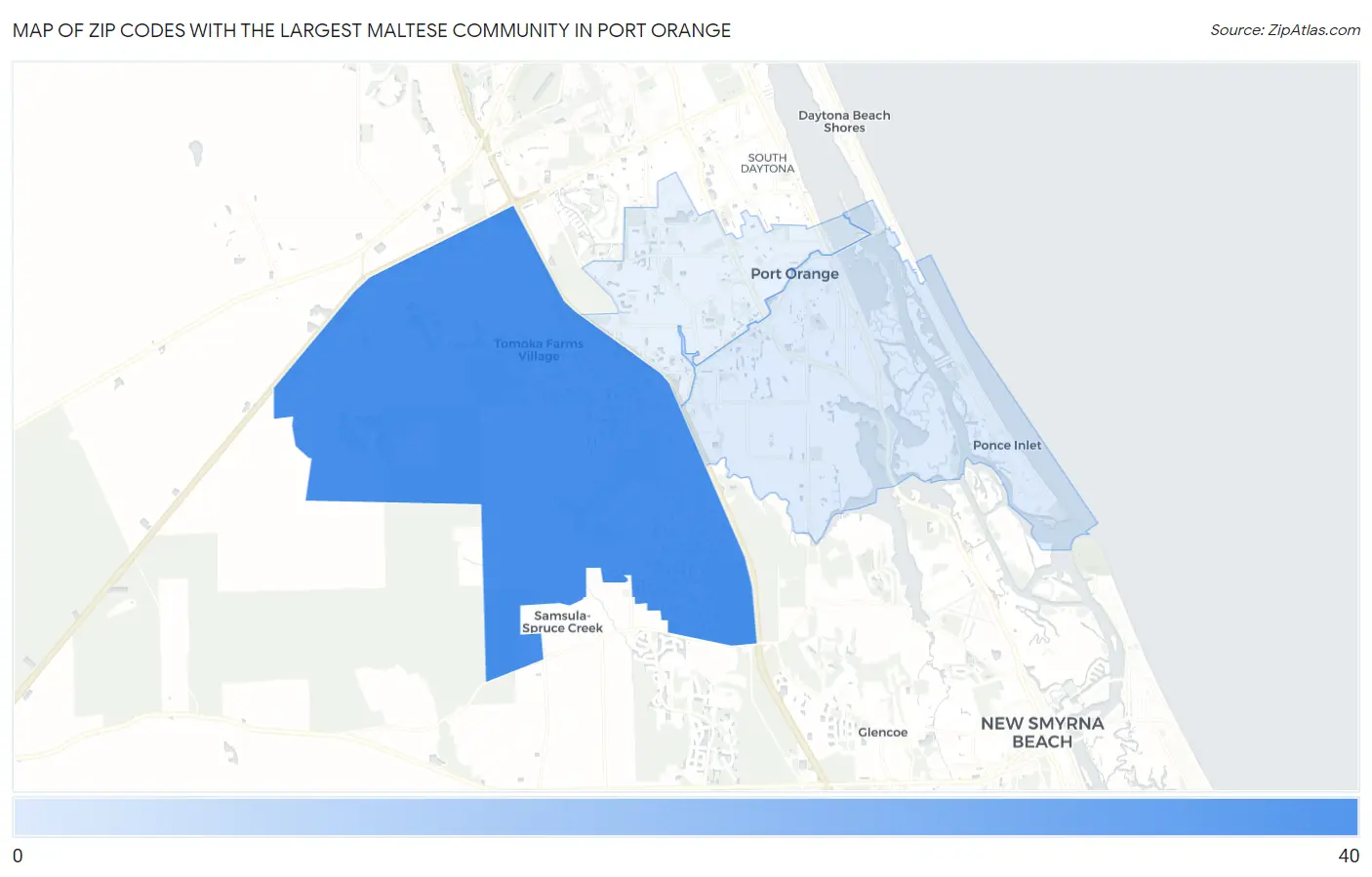 Zip Codes with the Largest Maltese Community in Port Orange Map