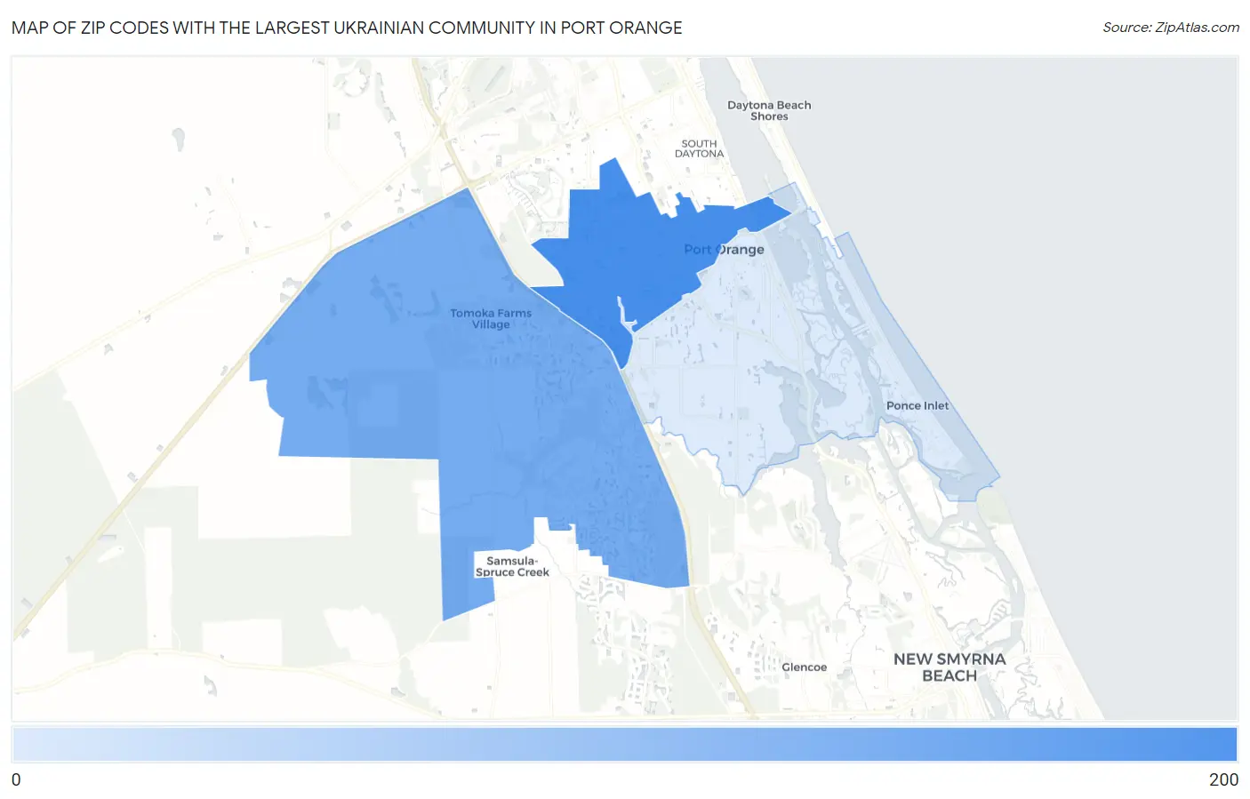 Zip Codes with the Largest Ukrainian Community in Port Orange Map
