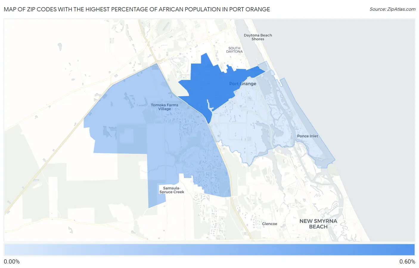 Zip Codes with the Highest Percentage of African Population in Port Orange Map