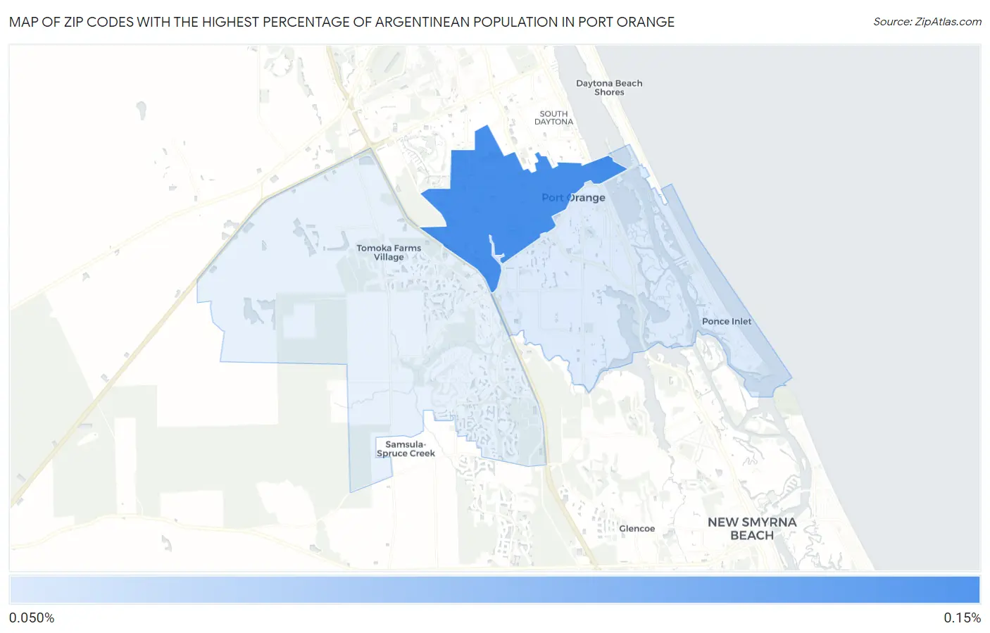 Zip Codes with the Highest Percentage of Argentinean Population in Port Orange Map